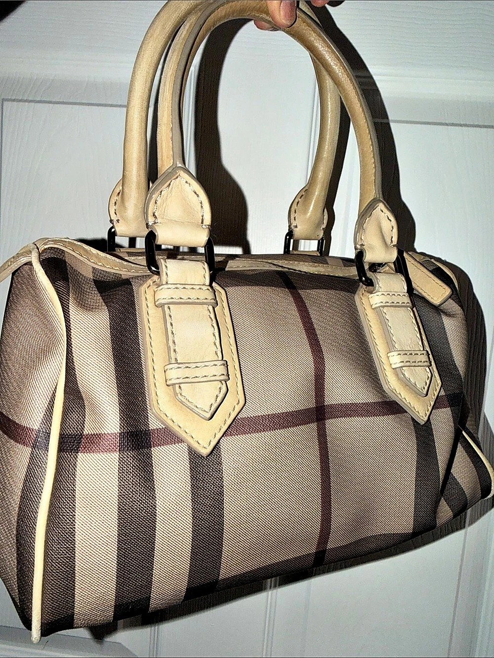 Burberry House Check Satchel Checkered Satchel in Brown & Beige